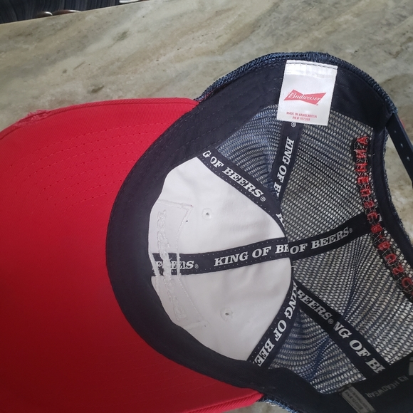 Custom Budweiser Beer Vintage Navy Blue Red Bill Zip Back Cap Hat - Picture 8 of 9